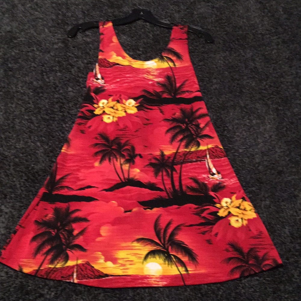 Red Tropical Print A-Line Sundress